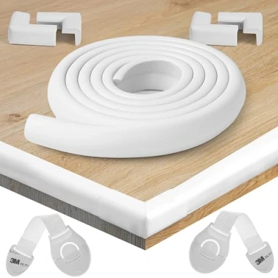 Image de HAPPY CHLEA® Protection d&#039;Angles et Rebords pour Bébés. Couverture Totale de 2,4 M avec Protège Angles 4 Coin. Technologie&quot;Active Foam&quot; + 2 Bloque Tiroirs. Sécurité Enfants