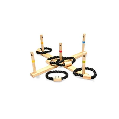 Image de Bs Toys Jeu De Lancer D&#039;Anneaux pour Enfants en Bois avec 5 Lettres Fête L&#039;Intérieur Et L&#039;Extérieur