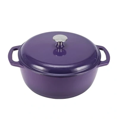Image de Amazon Basics Ronde Faitout en fonte émaillée 5.67 L, Améthyste