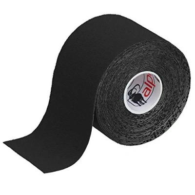 Image de ALPIDEX Ruban Adhésif de Kinésiologie 5 m x 5,0 cm Diverse Couleurs 1/3/ 6/12 Rouleaux E Book Exemples D&#039;application Bandes Kinesiology Tape, Couleur:noir, Quantité:1 rouleau