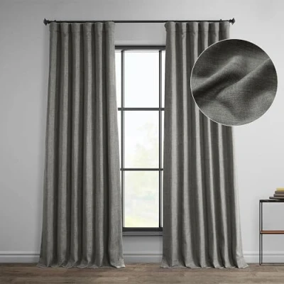Image de HPD Half Price Drapes Rideaux occultants en Faux Lin pour Chambre à Coucher et Salon (1 Panneau), 127 x 213,4 cm (l L), Gris Blazer Polyester
