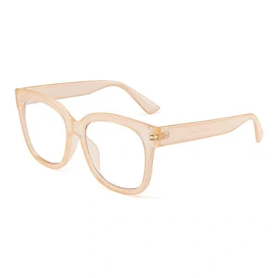 Image de JIM HALO Lunettes Carrées Surdimensionnées de Ordinateur Les lunette Blocage Lumière Bleue pour Femmes Réduisent Tension Oculaire Abricot
