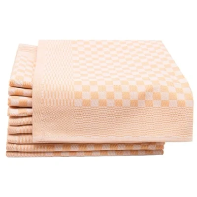 Image de ZOLLNER Lot de 10 torchons en Coton 46x70 cm Super absorbants et Robustes lavables jusqu&#039;à 60C à Carreaux Or qualité gastronomique certifiés Oeko Tex®