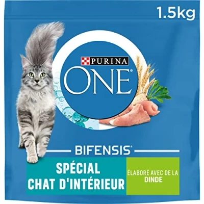 Image de PURINA ONE Bifensis Pelage &amp; Boules de Poils Croquettes Au Poulet Et Aux Céréales Complètes pour Chats Adultes Sac 1,5 kg Lot 6