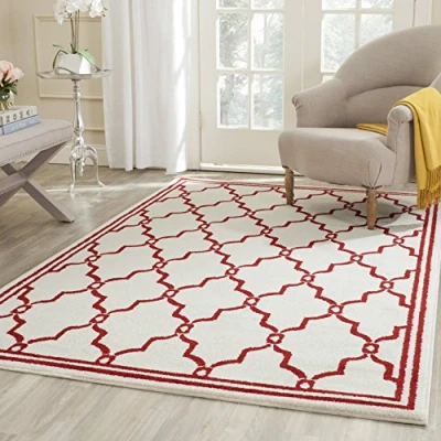 Image de Safavieh Grand Tapis de Salon rectangulaire pour Une Utilisation en intérieur, Polypropylène, Ivoire/Rouge, 120 X 180 cm