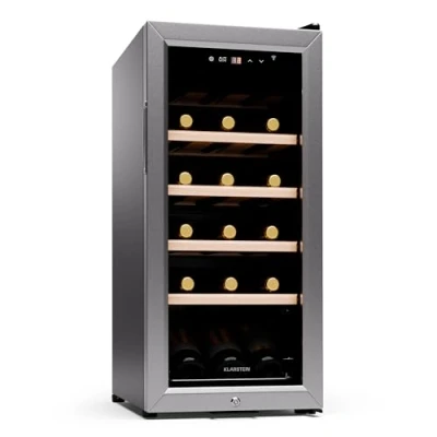 Image de KLARSTEIN Cave a Vin, Caves à Vin de Conservation 50L, Porte en Verre, Vins Zone Unique, Bar Int/Ext, Frigo Armoire Vieillissement, 18 Bouteilles