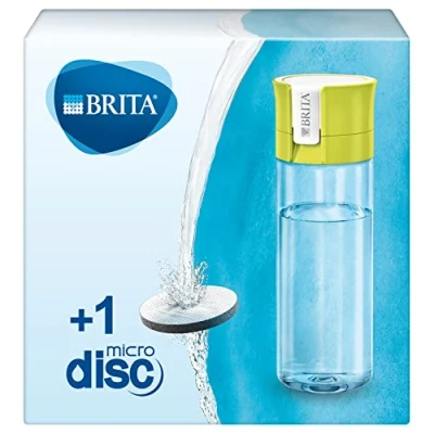 Image de BRITA Gourde filtrante transparente verte, réduit le chlore, plomb et autres impuretés organiques pour une eau du robinet plus pure, sans BPA, 1 filtre MicroDisc inclus