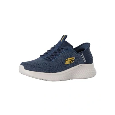 Image de Skechers Homme Lite Pro Baskets, Bordure Jaune en Maille Marine, 39.5 EU