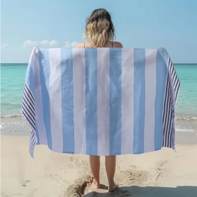 Image de JEMIDI Drap de Bain 180x100 Fouta pour Hammam Sauna en 100% Coton Serviette Plage Linge Grande Taille Grand Aussi Pique Nique ou Piscine