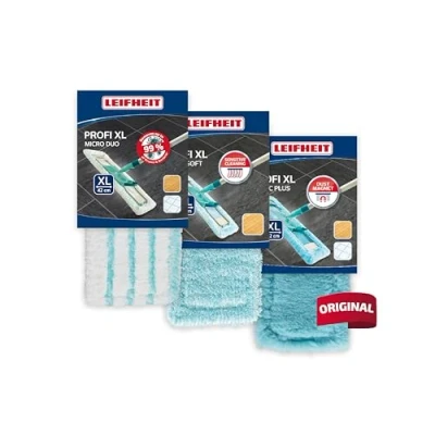 Image de Leifheit lot de 3x housse Profi XL, rechange pour balai pratique contenant une micro duo, static plus, super soft à plat XL