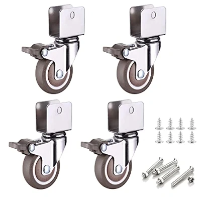 Image de WDDP 4 Pièces Roulettes Pour Meubles, Rotation Non Marquant Roue à Roulettes, Roues De Meuble Avec Support En U, Pivotantes Caoutchouc Frein, Chariots, Établ