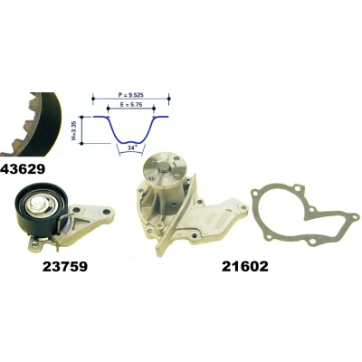 Image de MAPCO 41629 Pompe à Eau + Kit De Distribution FORD: Focus 2, FIESTA 5, C Max, VOLVO: V50, S40 II, MAZDA: 2 5 portes