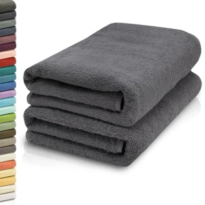 Image de ZOLLNER Set de 2 Serviettes Sauna, 70x200 cm, Coton, Graphite