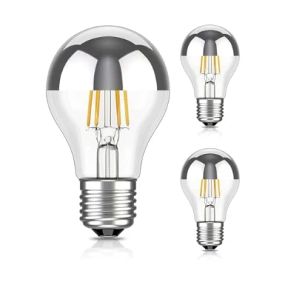 Image de ledscom.de 3 ampoules LED E27, A60, blanc chaud (2700 K), 4,1 W, 461lm, miroir de tête (argent)