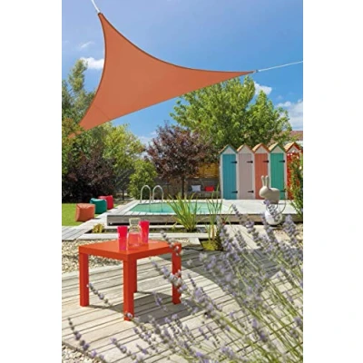 Image de JARDILINE Voile d&#039;ombrage Extensible Triangulaire 3.60m Polyester + élasthane (Camel)