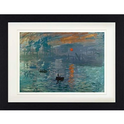 Image de 1art1 Claude Monet Poster Impression, Soleil Levant, 1872 Affiche Encadrée avec Passe Partout Élégant Images Murales dans Un Cadre Photo 40x30 cm