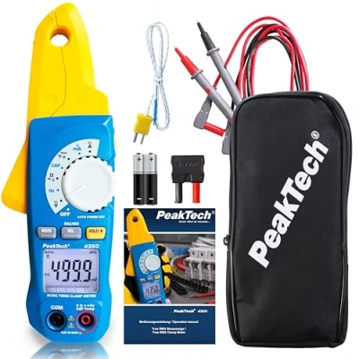 Image de PeakTech 4350 Pince Ampèremétrique True RMS 80A AC/DC, Multimètre Numérique, de courant, Autorange, 4000 counts, Voltmètre Sans Contact, Ampèremètre, Testeur Continuité Max 600V