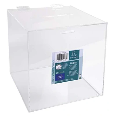 Image de Exacompta Réf. 89058D 1 Urne transparente avec couvercle 21 cm Dimensions 210 x mm PMMA (acrylique) scrutins, concours, tombolas, dons caritatifs, boîte à idée Couleur Cristal