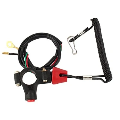 Image de Elerose pour magnetic kill switch Moto double extinction commutateur 22mm bouton d&#039;urgence cordon noir
