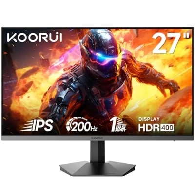 Image de KOORUI Moniteur de Jeu 27&quot;, 165 Hz, IPS, FHD 1920 x 1080, d&#039;ordinateur 1 ms avec Adaptive Sync, Montage VESA 75 mm Possible, Inclinaison réglable, 2 HDMI 2.0 &amp; DisplayPort 1.4, Noir