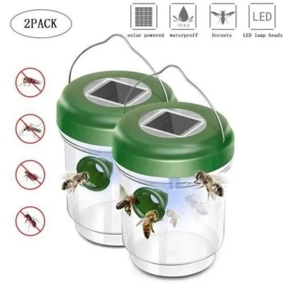 Image de Lot de 2 Pièges à Mouche Guêpes et Moustique Attrape Anti Insectes Frelons Solaire avec Lumière LED