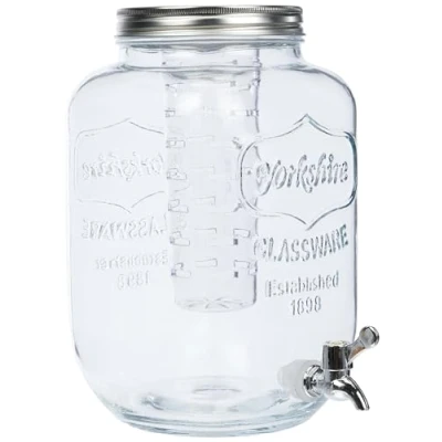 Image de HOMEMADE Pot Distributeur de Boissons en Verre avec Infuseur d&#039;eau, 7.5 litres Transparent