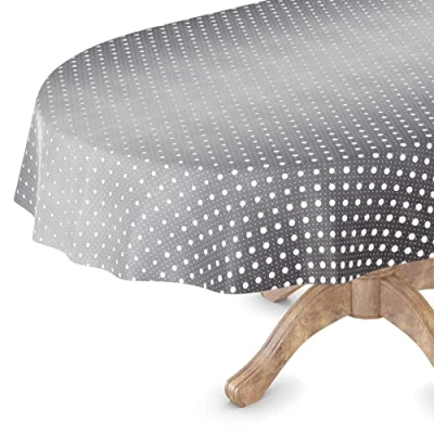 Image de Nappe en toile cirée lavable, rectangulaire, ronde, ovale, bord coupé, noire, blanche, 140 x 240 cm