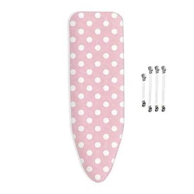 Image de Padwspro Housse Table à Repasser, avec Cordon de Traction, adaptée aux Planches Repasser 130x45cm, 100% Coton, 4 Clips, Personnalisable,Rose