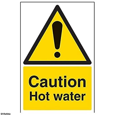 Image de vsafety 62006 au s Panneau d&#039;avertissement &quot;Attention Eau Chaude Température, autocollant, Portrait, 200 mm x 300 mm, noir/jaune