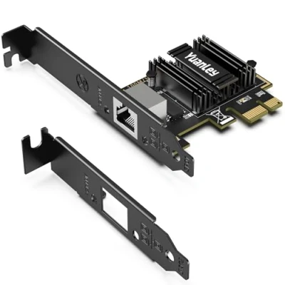 Image de Carte réseau PCIe 5Gb YuanLey, Adaptateur Ethernet PCI Express 5G Base T avec Puce RTL8126, Prend en Charge WOL, Port RJ45 5G/2.5G/1G/100Mbps pour PC Windows/Linux