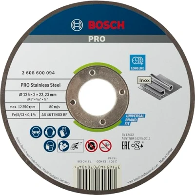 Image de Bosch Accessories 2608600094 Disque à Tronçonner moyeu plat expert for inox AS 46 T BF 125 mm 2,0