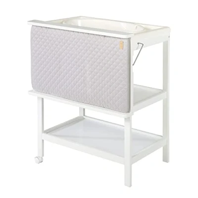 Image de roba Baignoire pour Bébé et Table à Langer 2en1 + Matelas &quot;roba Style&quot; Gris Pivotant sur le Côté Bois Laqué Blanc