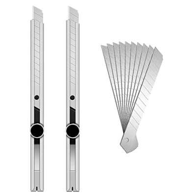 Image de Gebildet 2pièces 9mm Verrouillable Coupeur, Cutter de Lames Sécables en Angle 60 + 10pièces Snap Off Rechange, Couteau Tout Usage, Precision