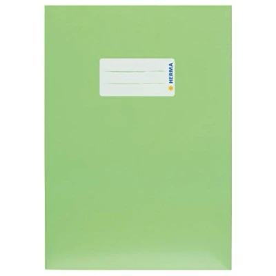 Image de HERMA 19766 protège cahiers, format A5, en carton vert clair, avec champ d&#039;inscription, papier solide et extra fort, cahiers d&#039;école, couleur