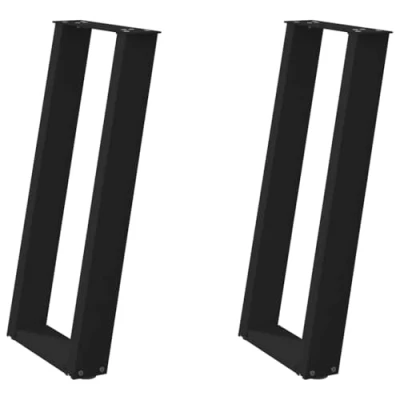 Image de vidaXL Pieds de table console forme U 2 pcs noir 38x(72 73) cm acier