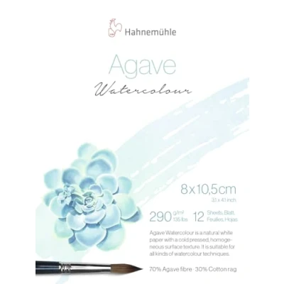 Image de Hahnemuhle Agave Fibre 290gsm Watercolour Postcard Block 8 x 10.5cm, 12 Sheets, NOT Surface