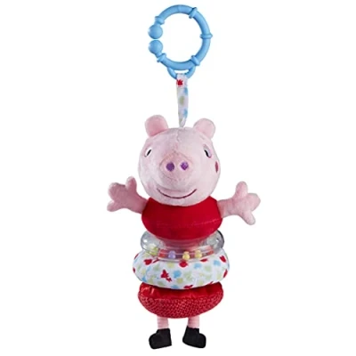 Image de My First Peppa Pig Jiggler Soft Toy, Baby Comforter Blanket, Early Play Development Pull and Retract Pram, Cot, Car Seat, Toy