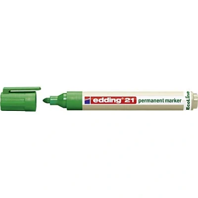 Image de edding 21 EcoLine marqueur permanent vert 1 stylo pointe ronde 1,5 3 mm sèche vite résiste à l&#039;eau et l&#039;essuyage pour carton, plastique, bois, métal universel