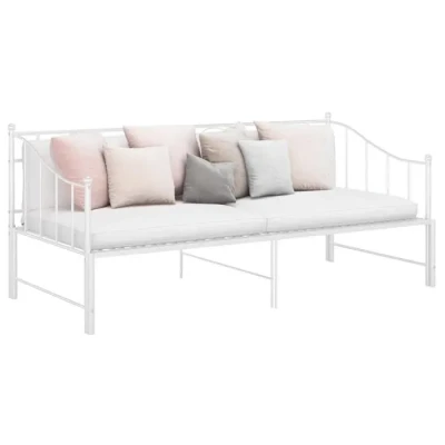 Image de vidaXL Cadre de Canapé Lit Extensible d’Invité Superposé Simple d&#039;Appoint Salon Salle Séjour Chambre à Coucher Blanc Métal 90x200 cm