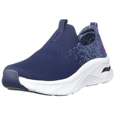 Image de Skechers Femme 149684 NVY Baskets, Bordure Violette en Tricot Bleu Marine, 41 EU