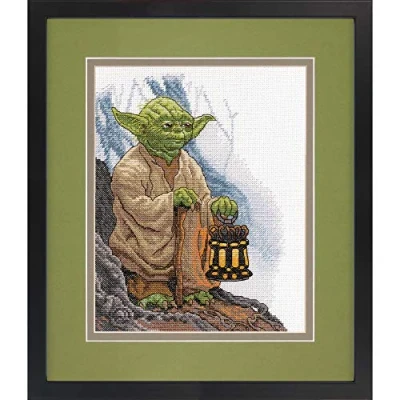 Image de Dimensions Yoda Kit de broderie au point croix compté en coton, 14 Aida blanche, 20,3 x 25,4 cm
