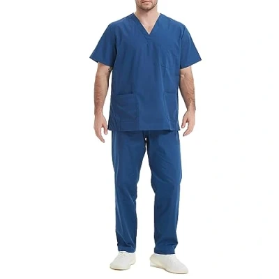 Image de Misemiya Ensemble Uniformes Unisexe Blouse Uniforme Médical avec Haut et Pantalon Ref.6801 6802 Small, Bleu Marine