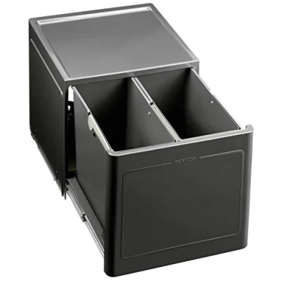 Image de BLANCO Botton Pro 45/2 Manuel 517467 Système de Tri des Déchets en Cuisine, avec 2 Poubelles (13 l Chacune), pour Montage au Bas D’un Meuble Sous Évier 45 cm