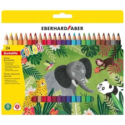 Image de Eberhard Faber 511425 Set de crayons couleur Colori, 24 Jumbo forme triangulaire ergonomique