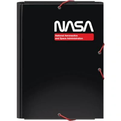 Image de Dohe Classeur scolaire rabats et élastiques Format folio 26,5 x 35 cm, capacité 100 feuilles, couverture rigide en carton, porte documents Retour à l&#039;école, matériel NASA Black Noir