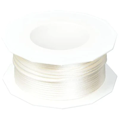 Image de PRÄSENT C.E. Pattberg RHEIN Fil Queue de Rat crème, Bobine 50 m Cordon Satin pour Bracelet, cordelette Collier, Largeur 3 mm, Emballage Cadeau, Accessoire décoration