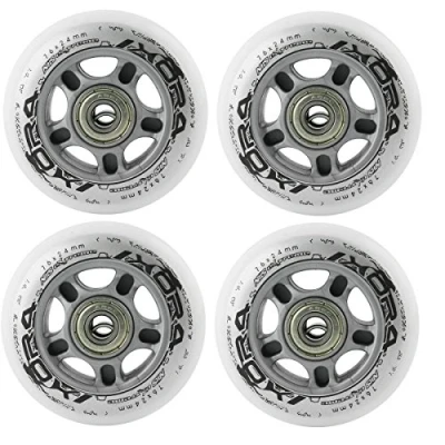 Image de Lot de 4 roues Inliner, pour patinage loisirs, en polyuréthane 76 mm / 82A, avec 8 roulements ABEC7 Nils.