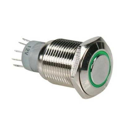 Image de Velleman R1600g Spdt 1 NO NC Bouton poussoir rond en métal Bague de Vert, multicolore