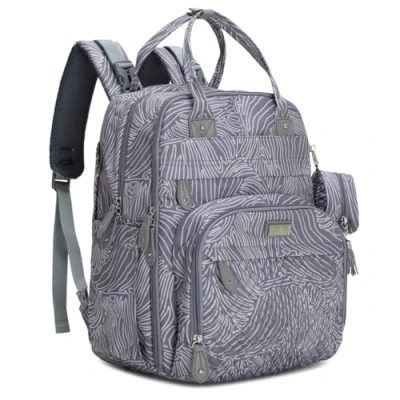 Image de BabbleRoo Sac à Dos Langer avec Matelas pour Bébé Grande Capacité Couches Multifonction Imperméable de Voyage étui sucette détachable, Unisexe (tourbillon gris)