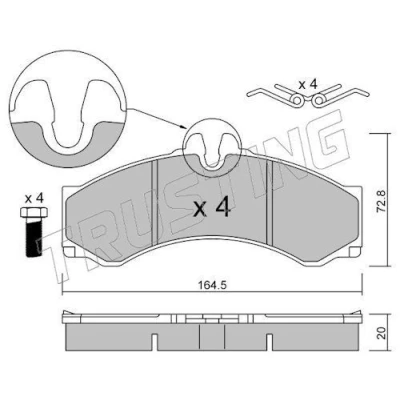Image de TRUSTING 271.1 Jeu de plaquettes frein préparé pour indicateur d&#039;usure MERCEDES BENZ: Sprinter 4 T Van, Camion à Plateau/Châssis